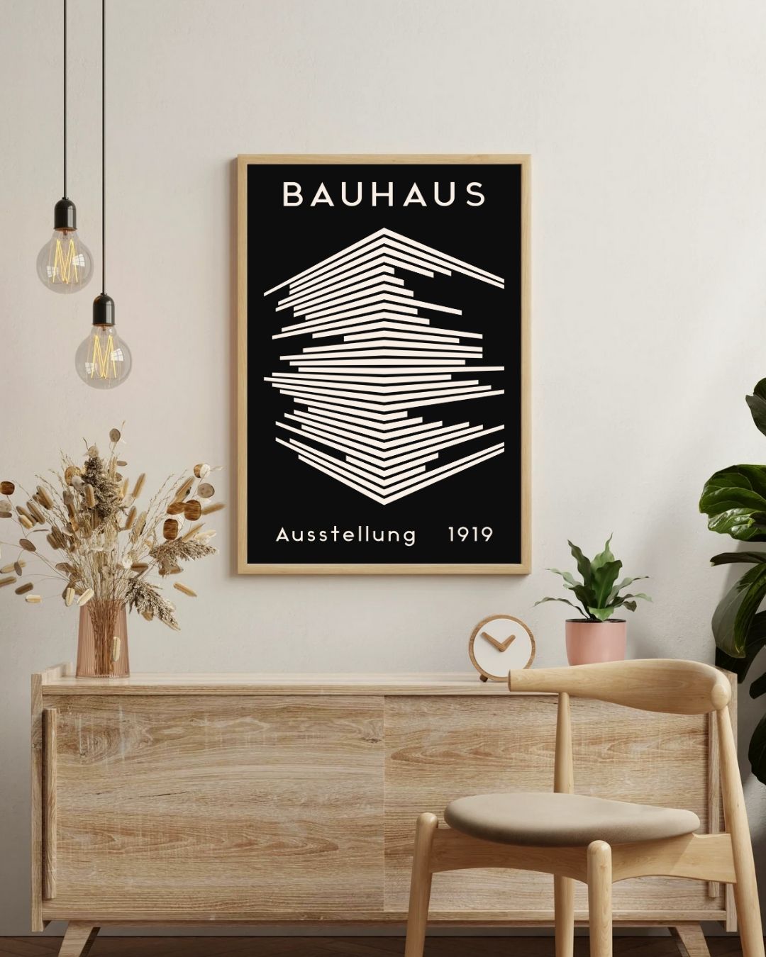 Bauhaus Plakat 47 – Arkitektonisk Lagdeling i Sort og Creme