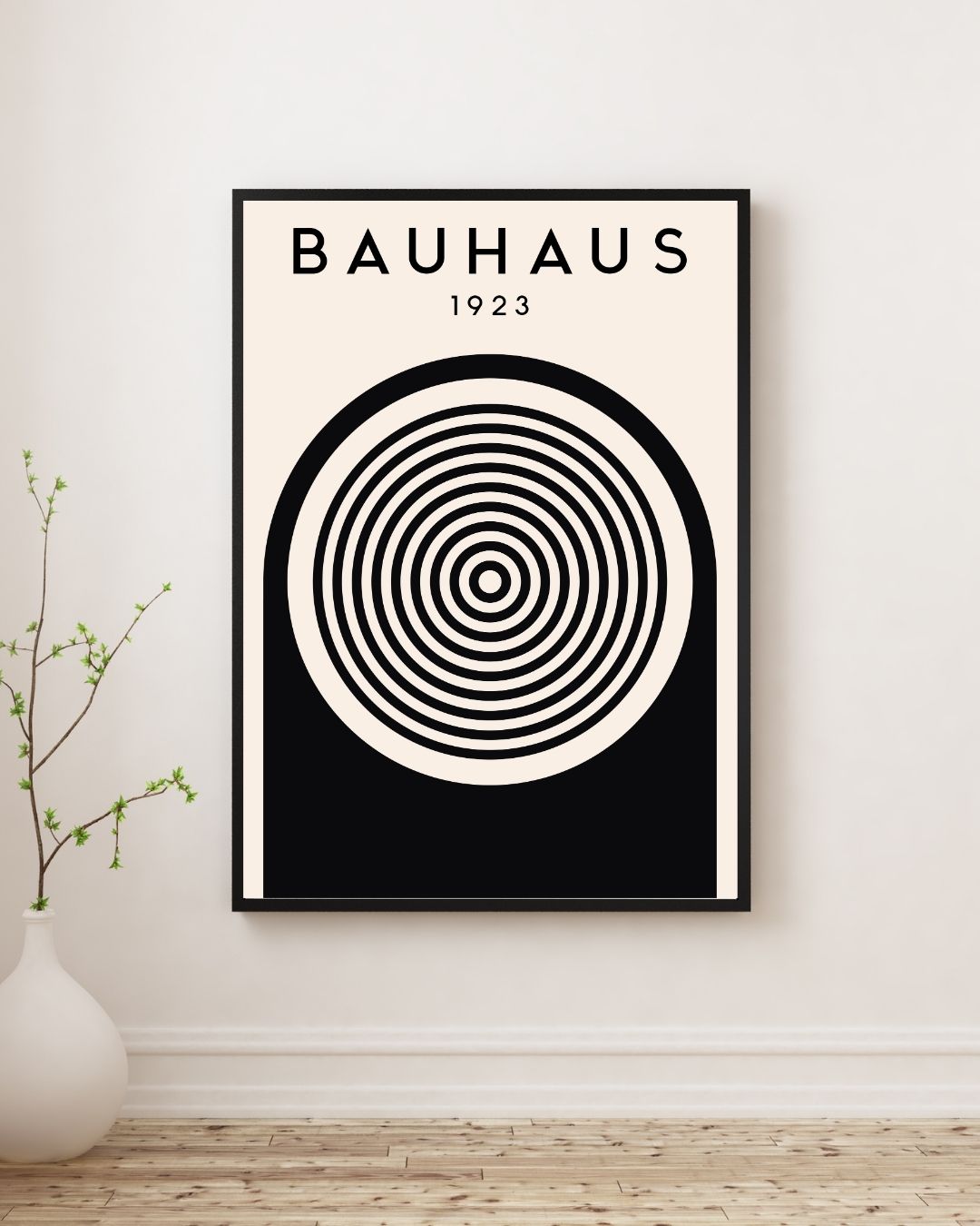 Bauhaus Plakat 48 – Koncentriske Cirkler 1923 i Sort og Creme