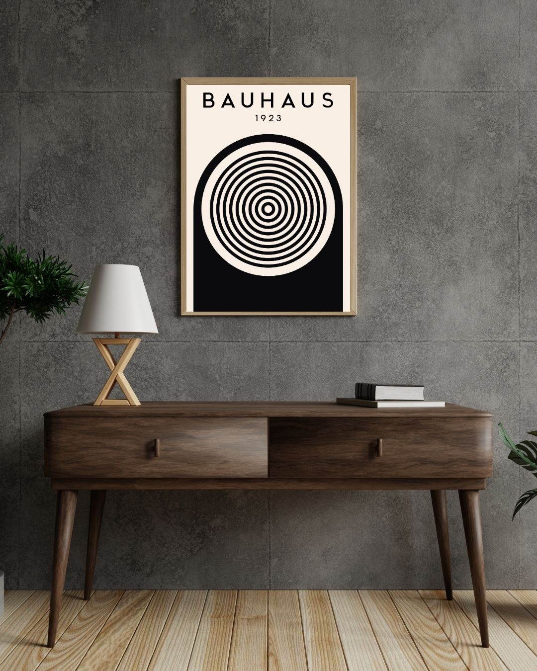 Bauhaus Plakat 48 – Koncentriske Cirkler 1923 i Sort og Creme