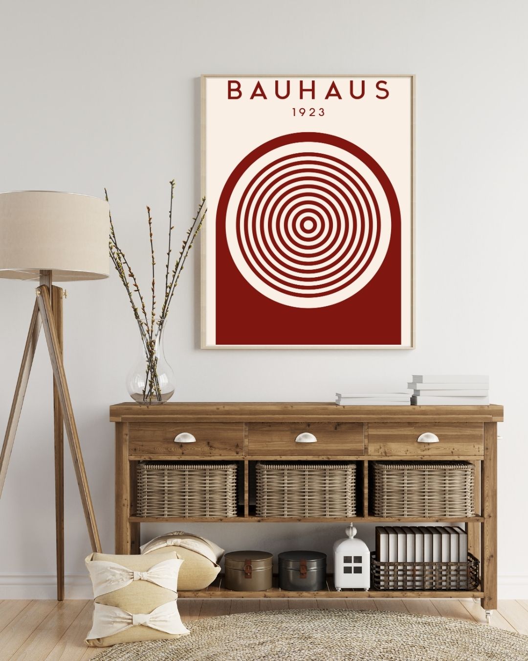 Bauhaus Plakat 49 – Koncentriske Cirkler 1923 i Rød og Creme