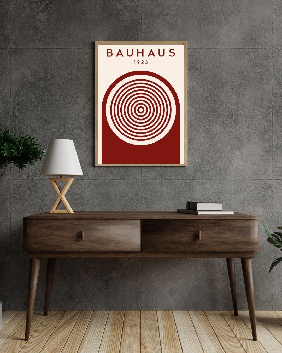 Bauhaus Plakat 49 – Koncentriske Cirkler 1923 i Rød og Creme