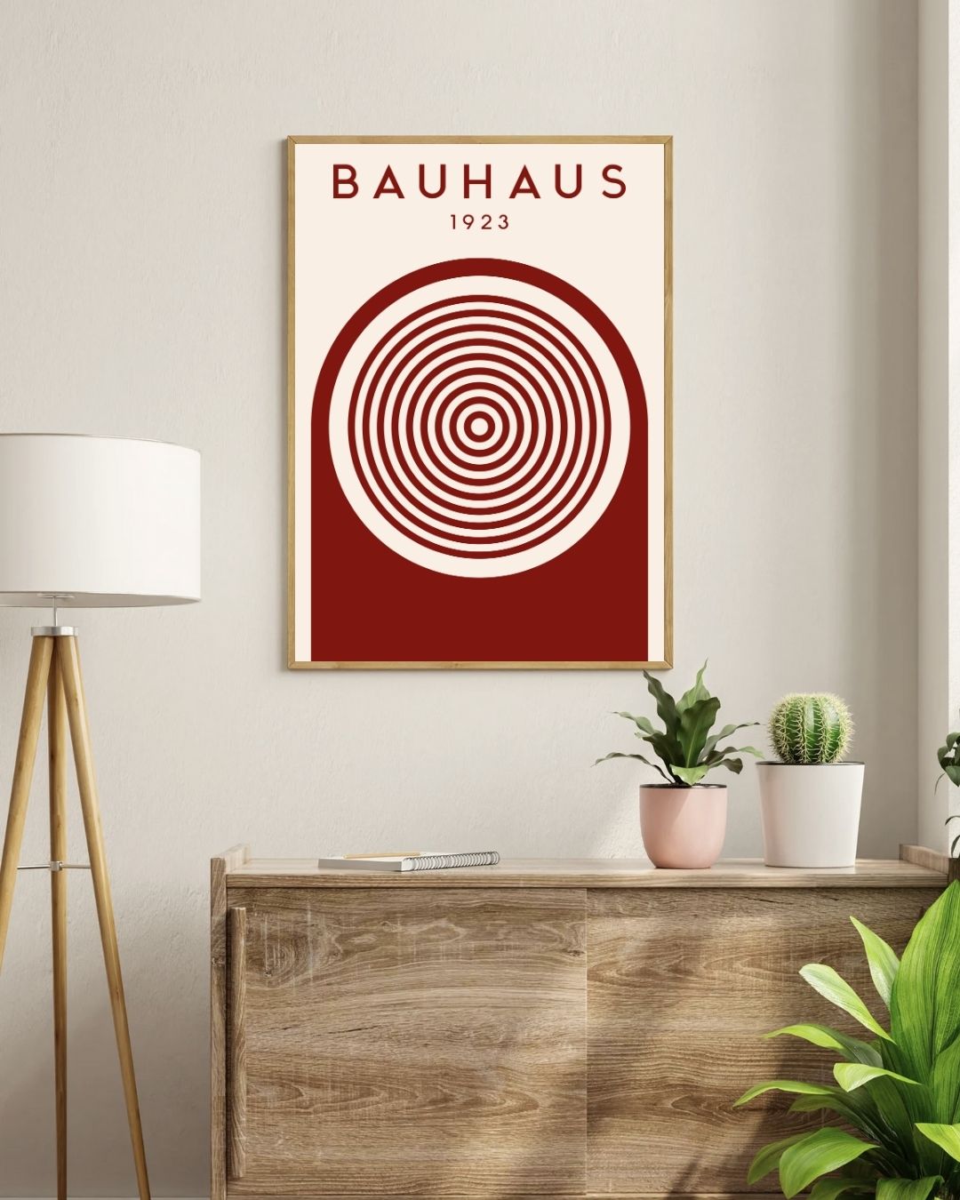 Bauhaus Plakat 49 – Koncentriske Cirkler 1923 i Rød og Creme