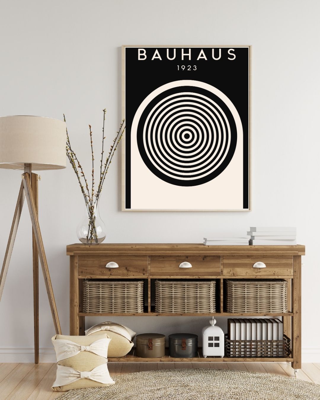 Bauhaus Plakat 50 – Koncentriske Cirkler 1923 i Sort og Creme