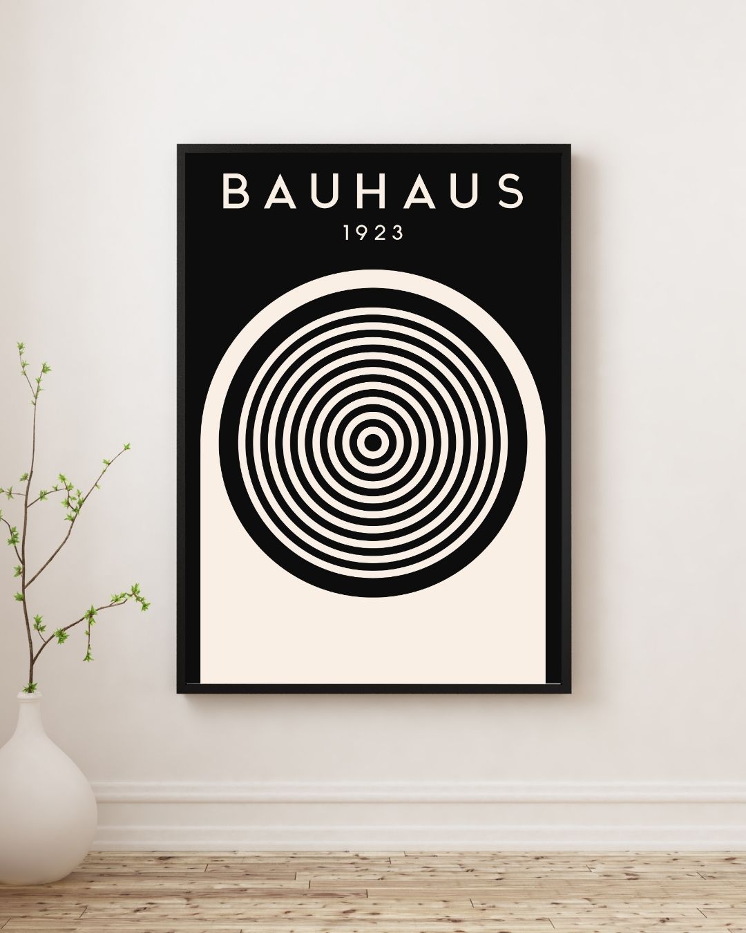 Bauhaus Plakat 50 – Koncentriske Cirkler 1923 i Sort og Creme