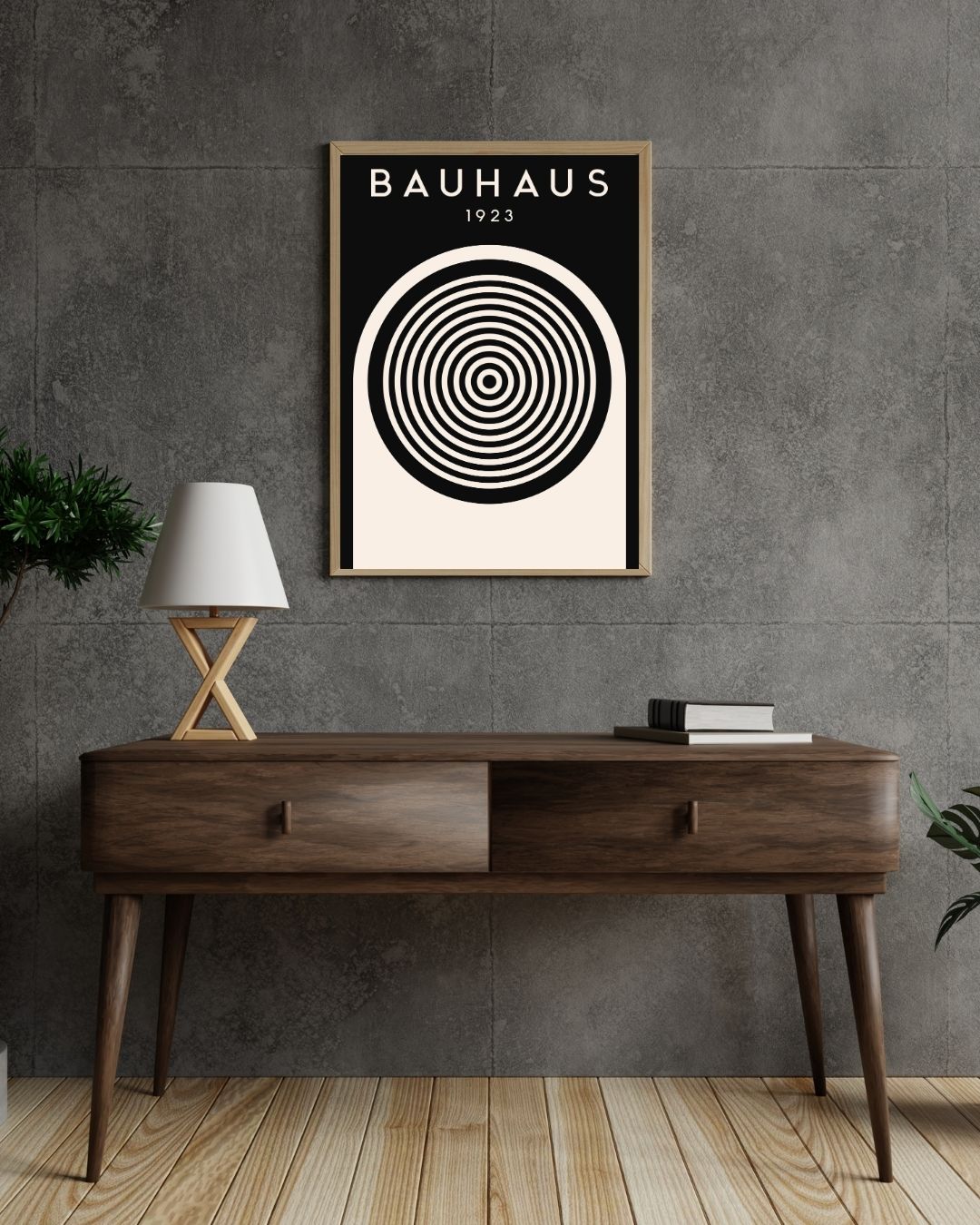 Bauhaus Plakat 50 – Koncentriske Cirkler 1923 i Sort og Creme