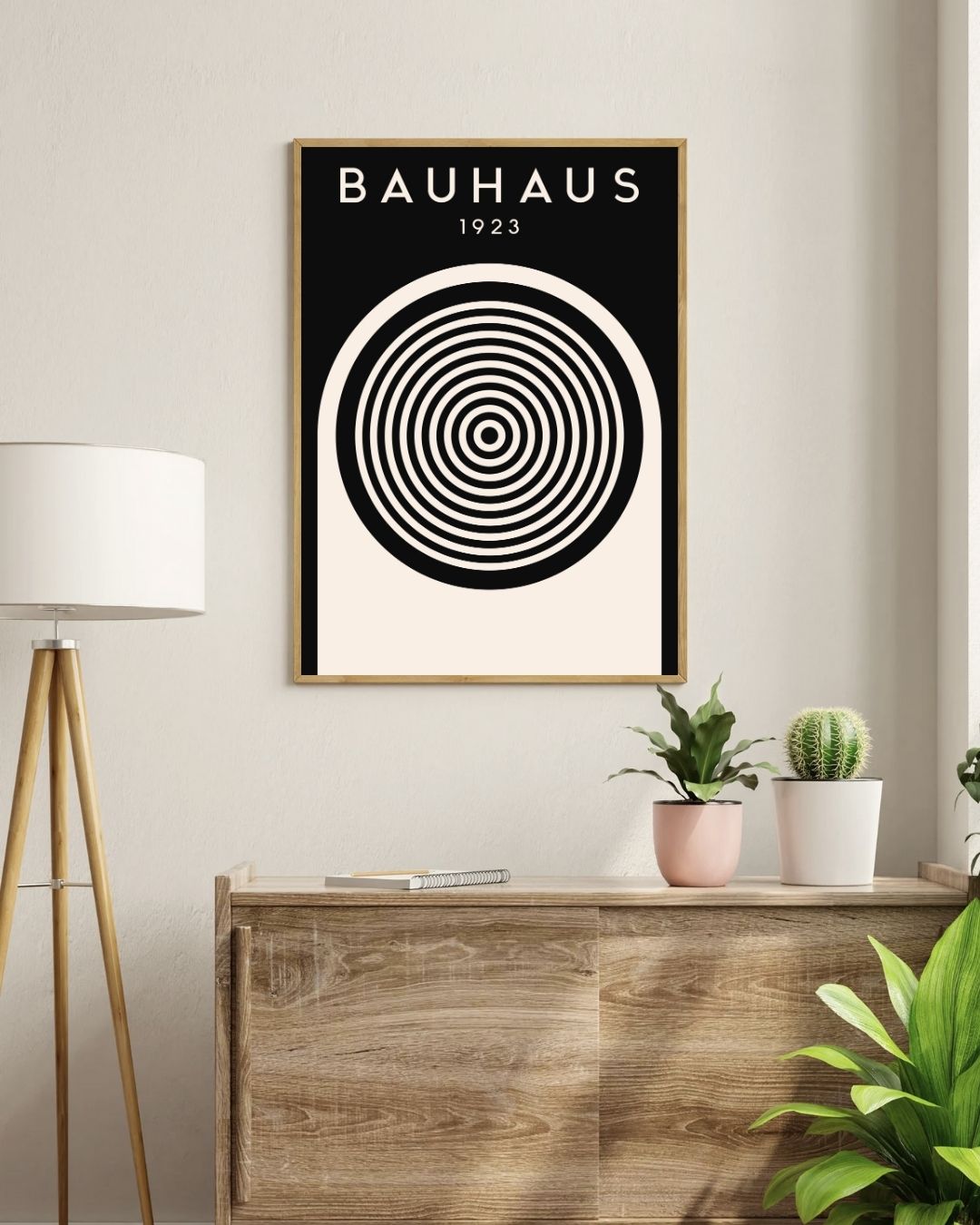 Bauhaus Plakat 50 – Koncentriske Cirkler 1923 i Sort og Creme