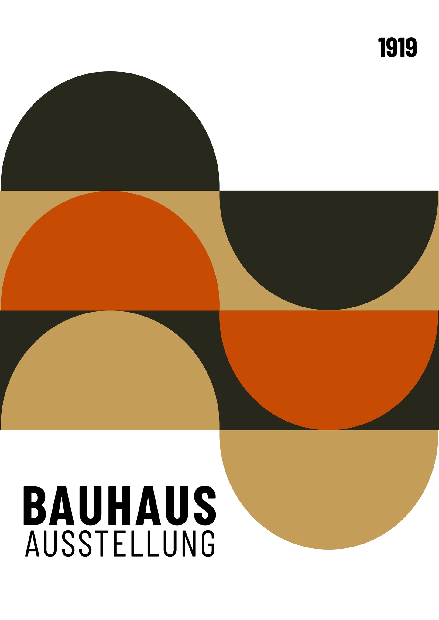 Bauhaus plakat med geometriske former og abstrakt balance i modernistisk Bauhaus-stil
