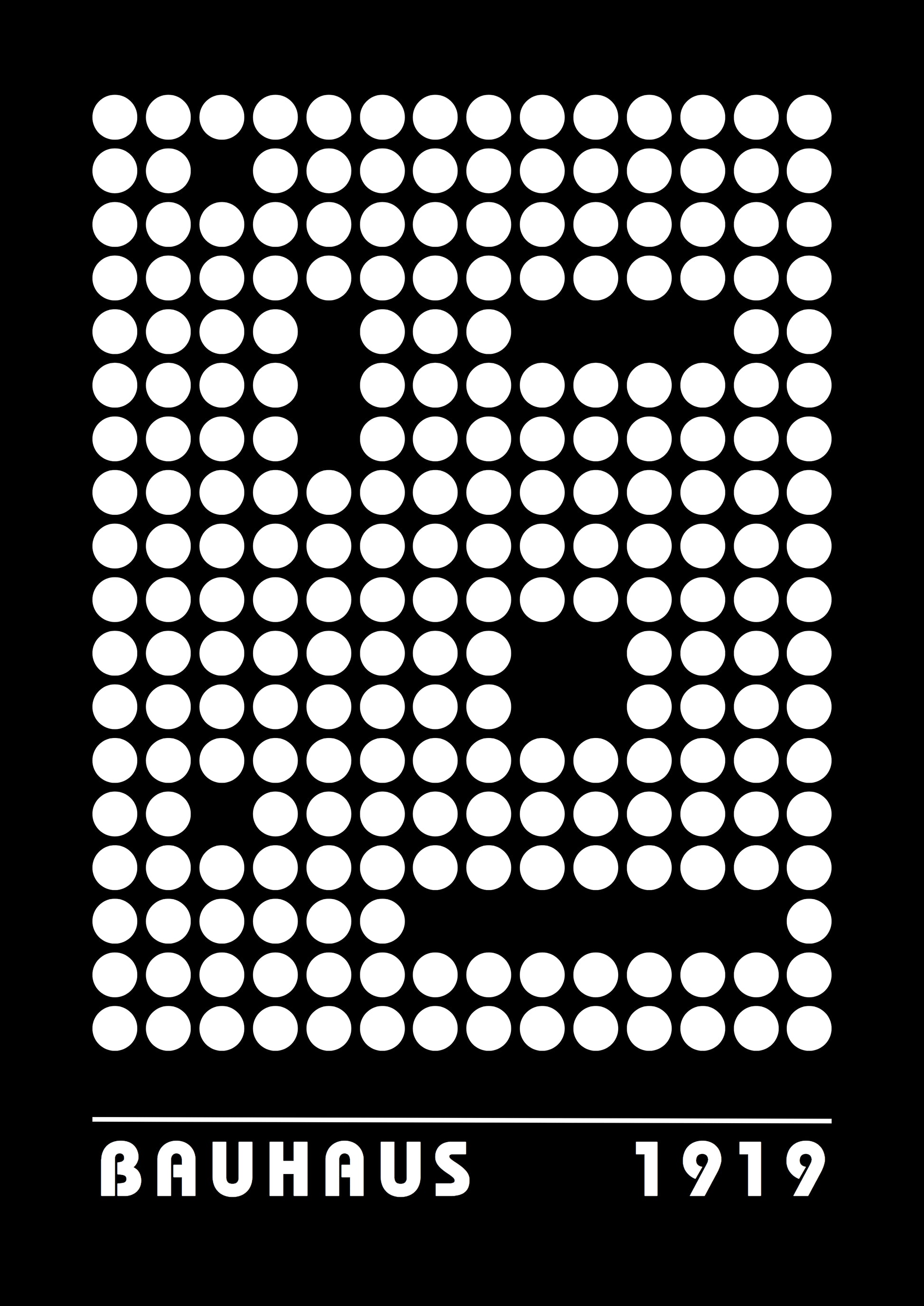 Bauhaus plakat med geometriske former og typografisk struktur i modernistisk Bauhaus-stil