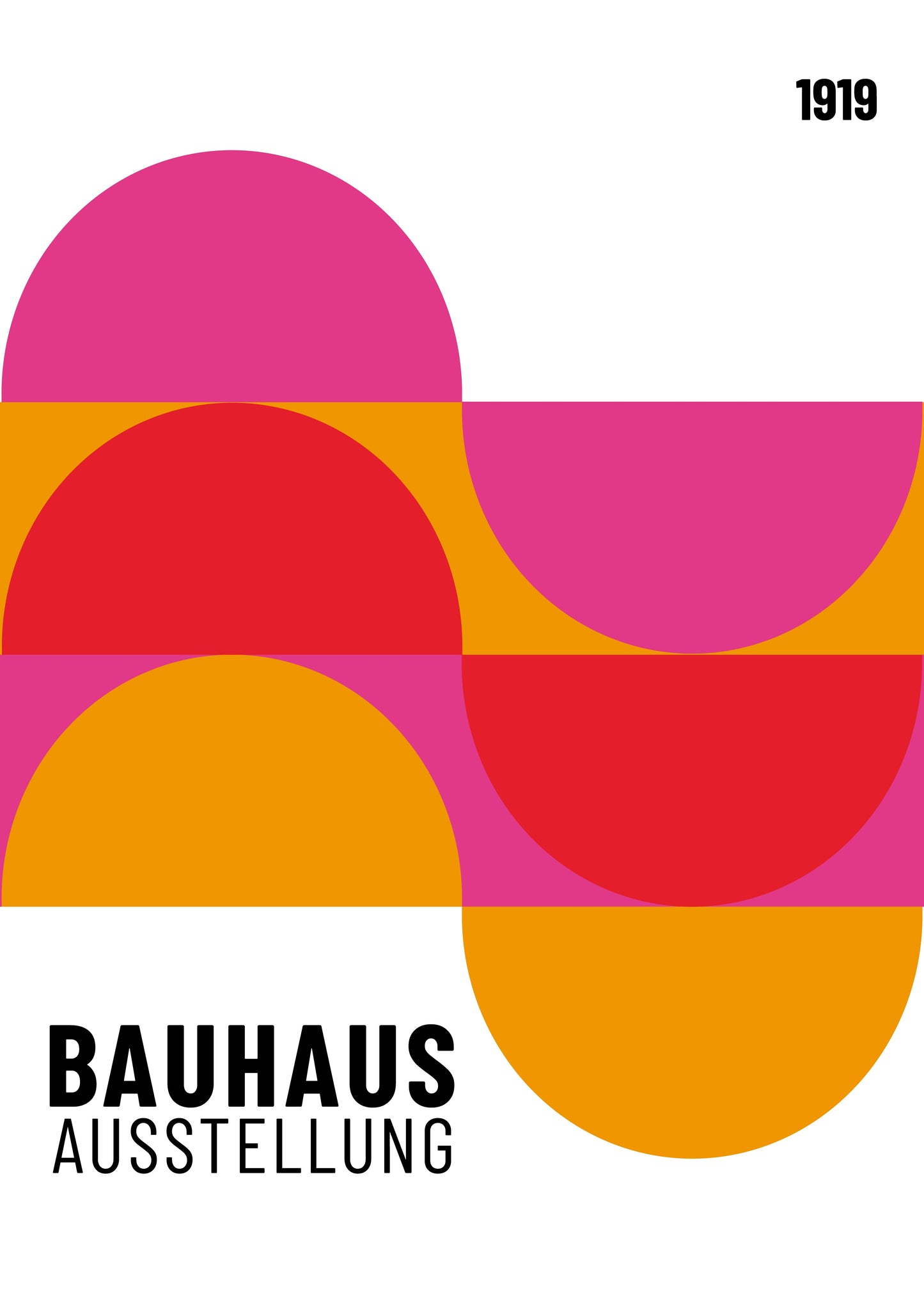 Bauhaus plakat med geometriske former og strukturel orden i modernistisk Bauhaus-stil