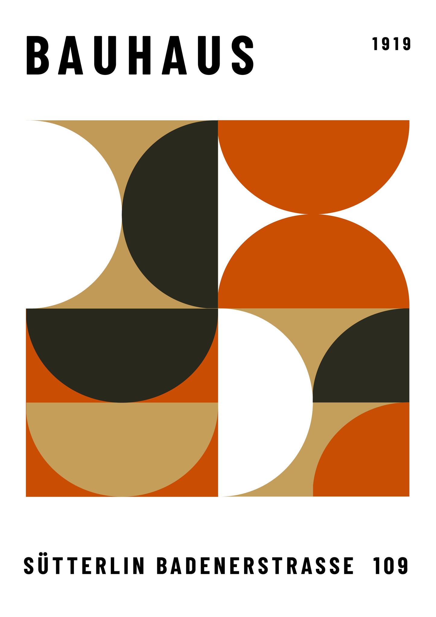 Bauhaus plakat med geometriske former og diagonal dynamik i modernistisk Bauhaus-stil