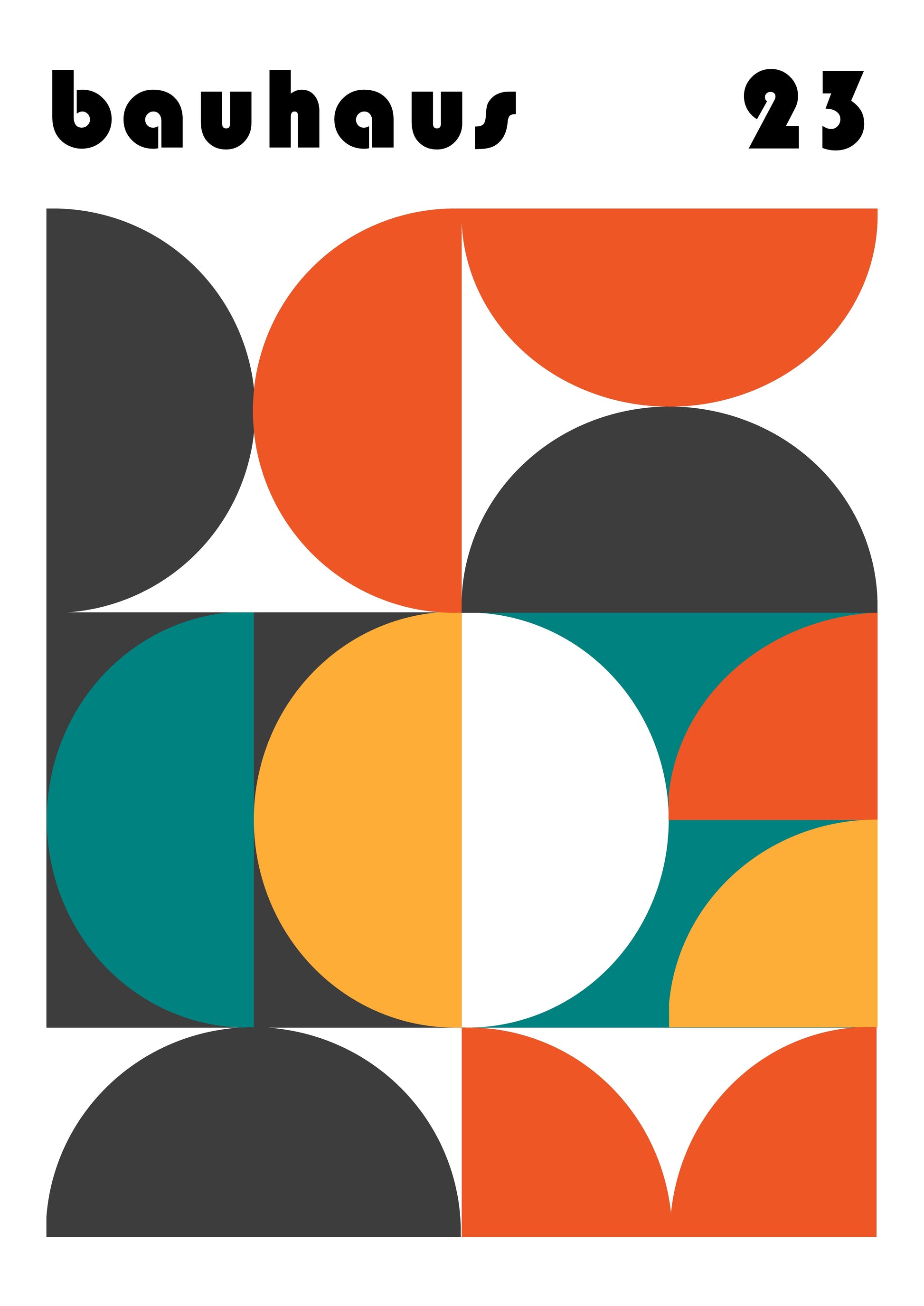 Bauhaus plakat med geometriske former og cirkulær balance i modernistisk Bauhaus-stil