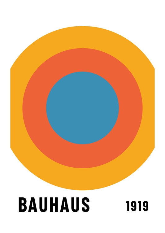 Bauhaus plakat med geometriske former og lineær komposition i modernistisk Bauhaus-stil