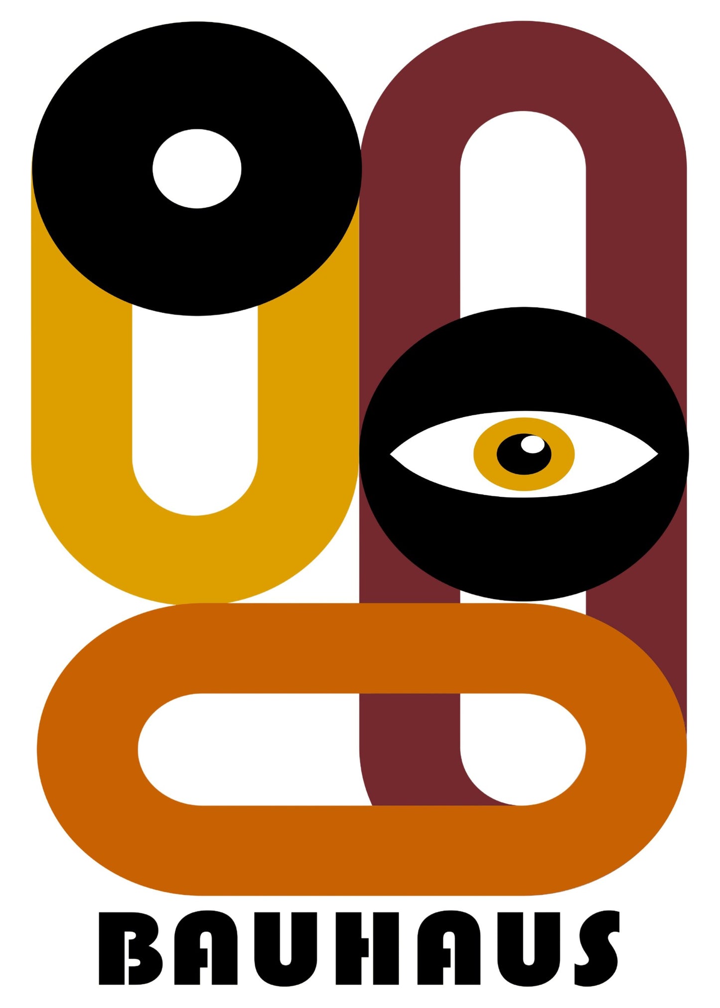 Bauhaus plakat med geometriske former og rumlig struktur i modernistisk Bauhaus-stil