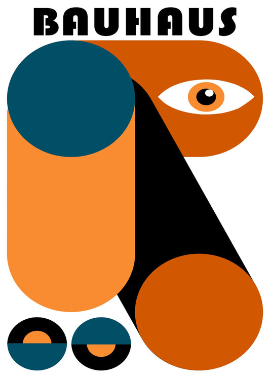 Bauhaus plakat med geometriske former og strukturel orden i modernistisk Bauhaus-stil