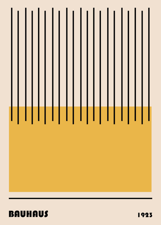 Bauhaus plakat med geometriske former og lineær komposition i modernistisk Bauhaus-stil