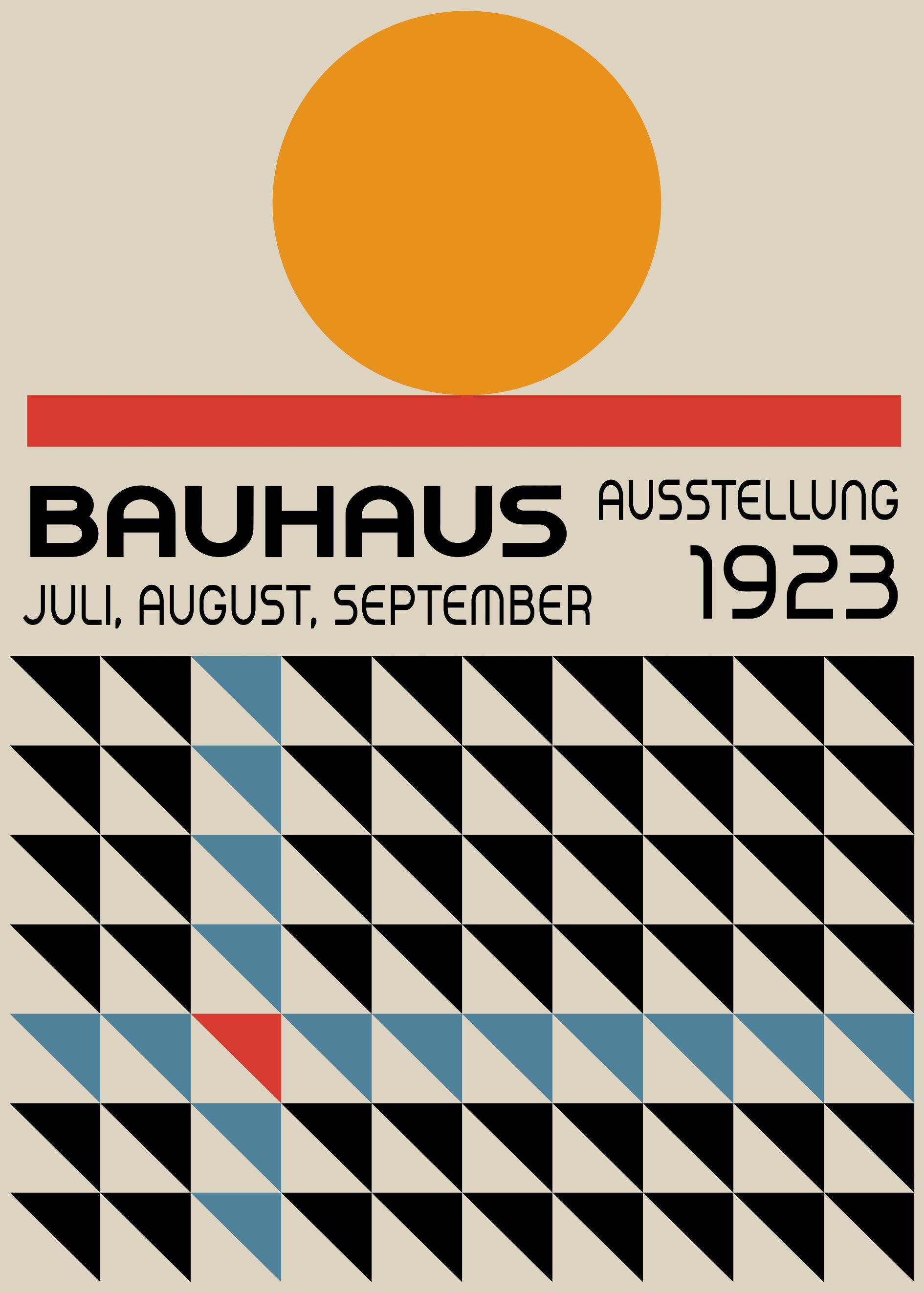 Bauhaus plakat med geometriske former og grafisk arkitektur i modernistisk Bauhaus-stil