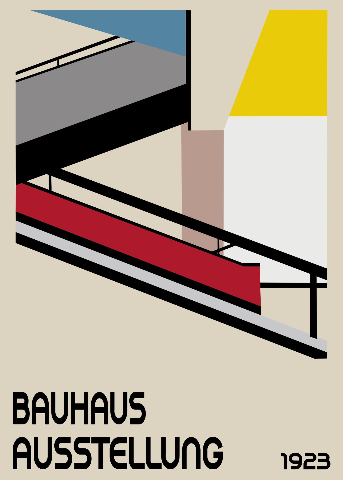 Bauhaus plakat med geometriske former og modernistisk system i modernistisk Bauhaus-stil