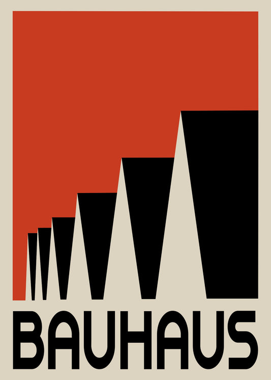 Bauhaus plakat med geometriske former og harmonisk system i modernistisk Bauhaus-stil