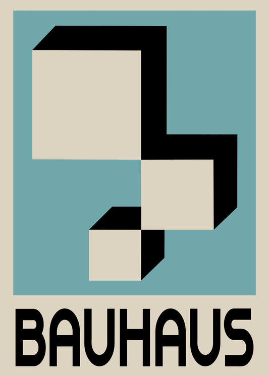 Bauhaus plakat med geometriske former og geometrisk komposition i modernistisk Bauhaus-stil