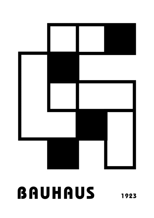Bauhaus plakat med geometriske former og modernistisk flade i modernistisk Bauhaus-stil