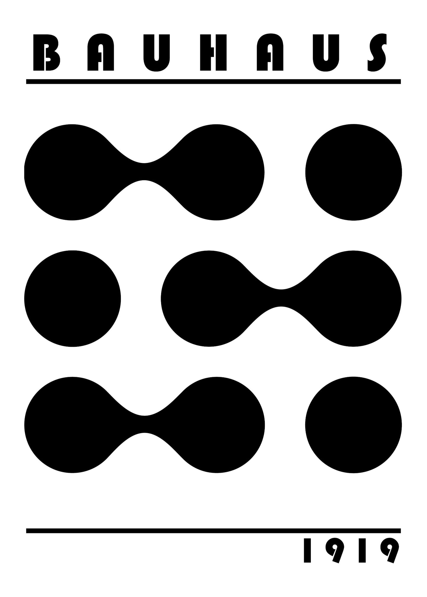 Bauhaus plakat med geometriske former og visuel rytme i modernistisk Bauhaus-stil