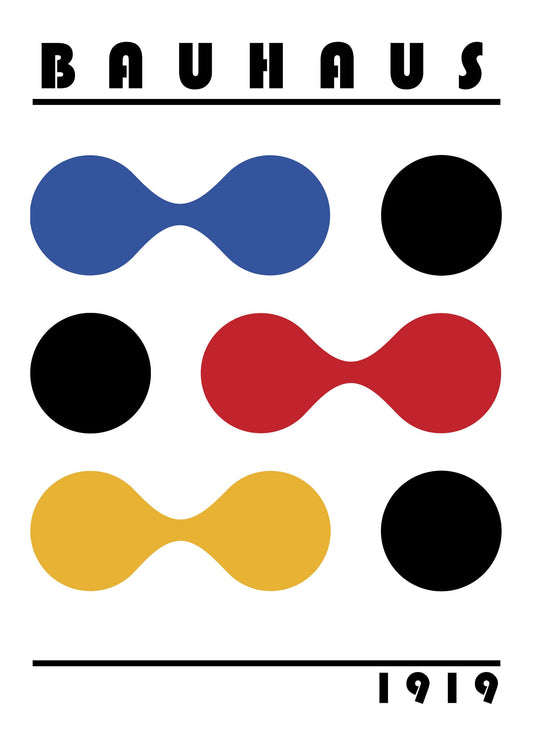 Bauhaus plakat med geometriske former og grafisk harmoni i modernistisk Bauhaus-stil