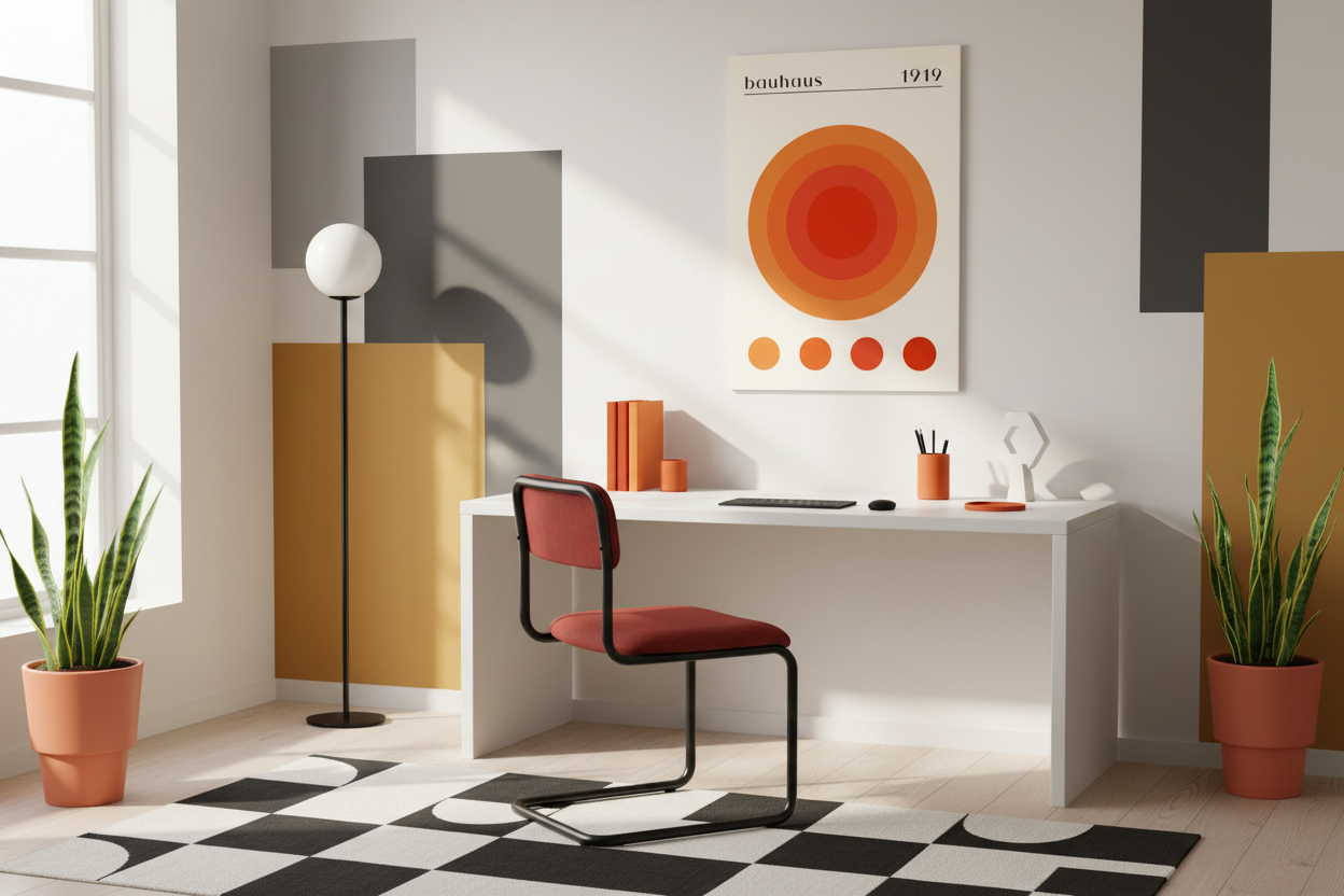 Bauhaus plakat koncentriske cirkler i hjemmekontor
