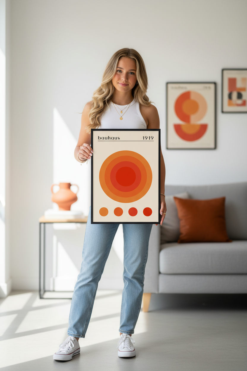 Bauhaus plakat koncentriske cirkler lifestyle med teenage pige