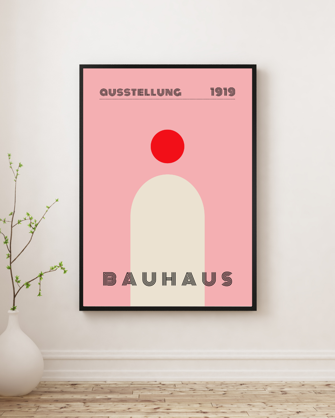 Bauhaus Plakat 8 - Minimalistisk Balance i Rosa