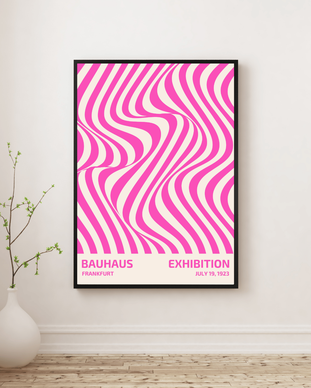 Bauhaus Plakat 17 - Bølgende Linjer i Pink