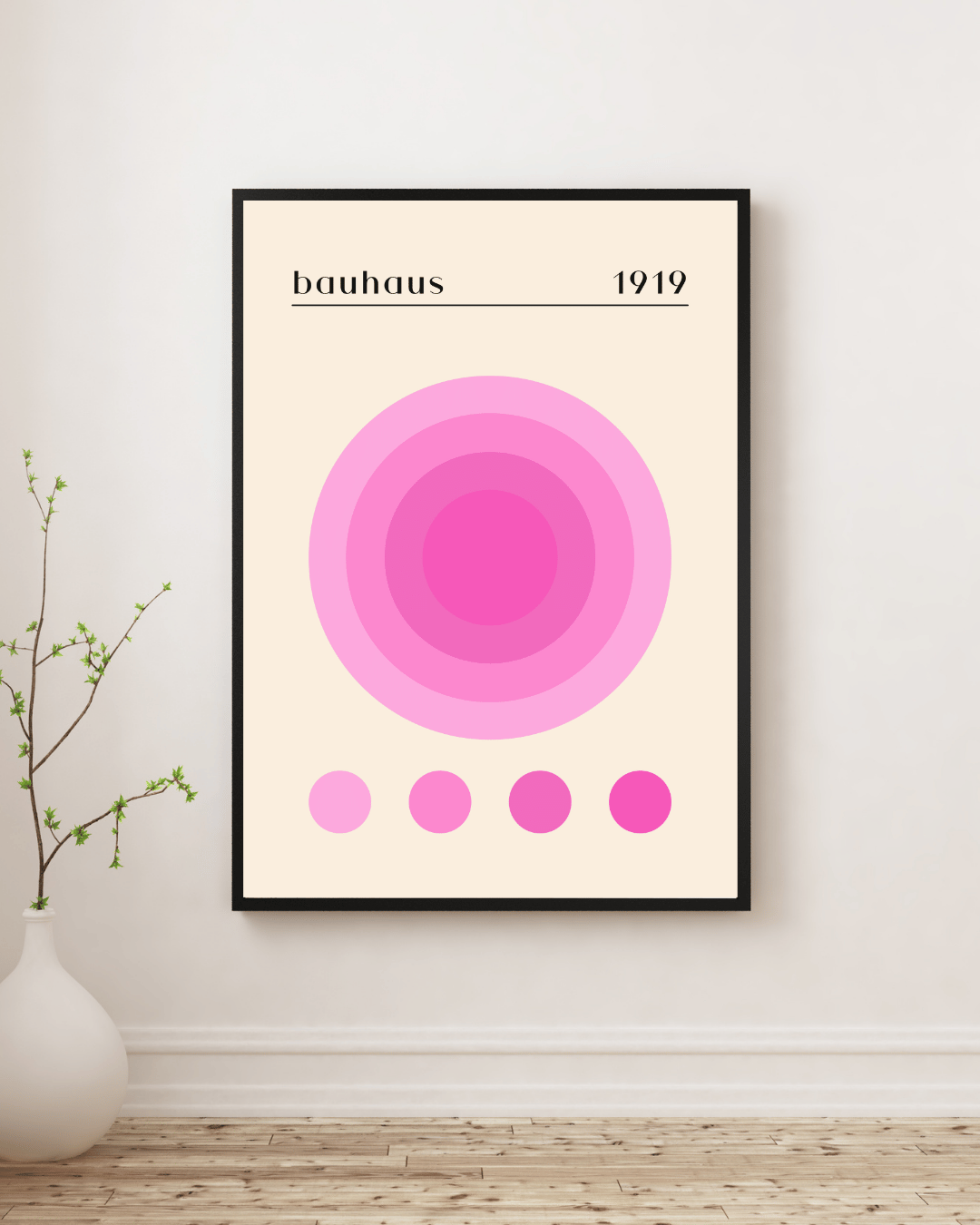 Bauhaus Plakat 38 – Rosa Cirkler i Harmonisk Balance