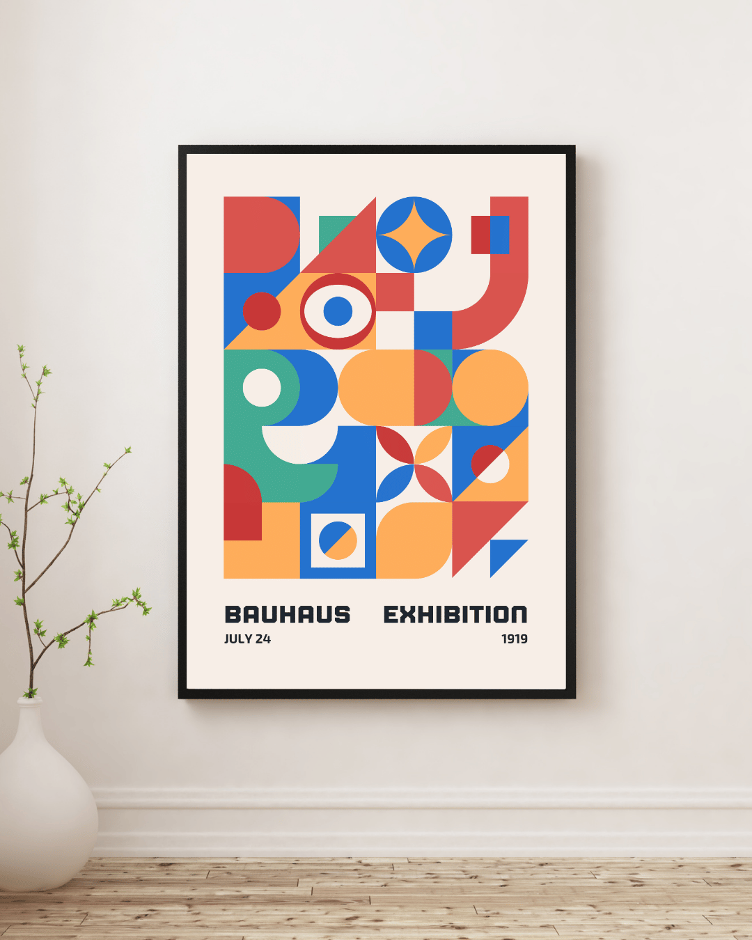 Bauhaus Plakat 20 - Farverig Geometrisk Komposition