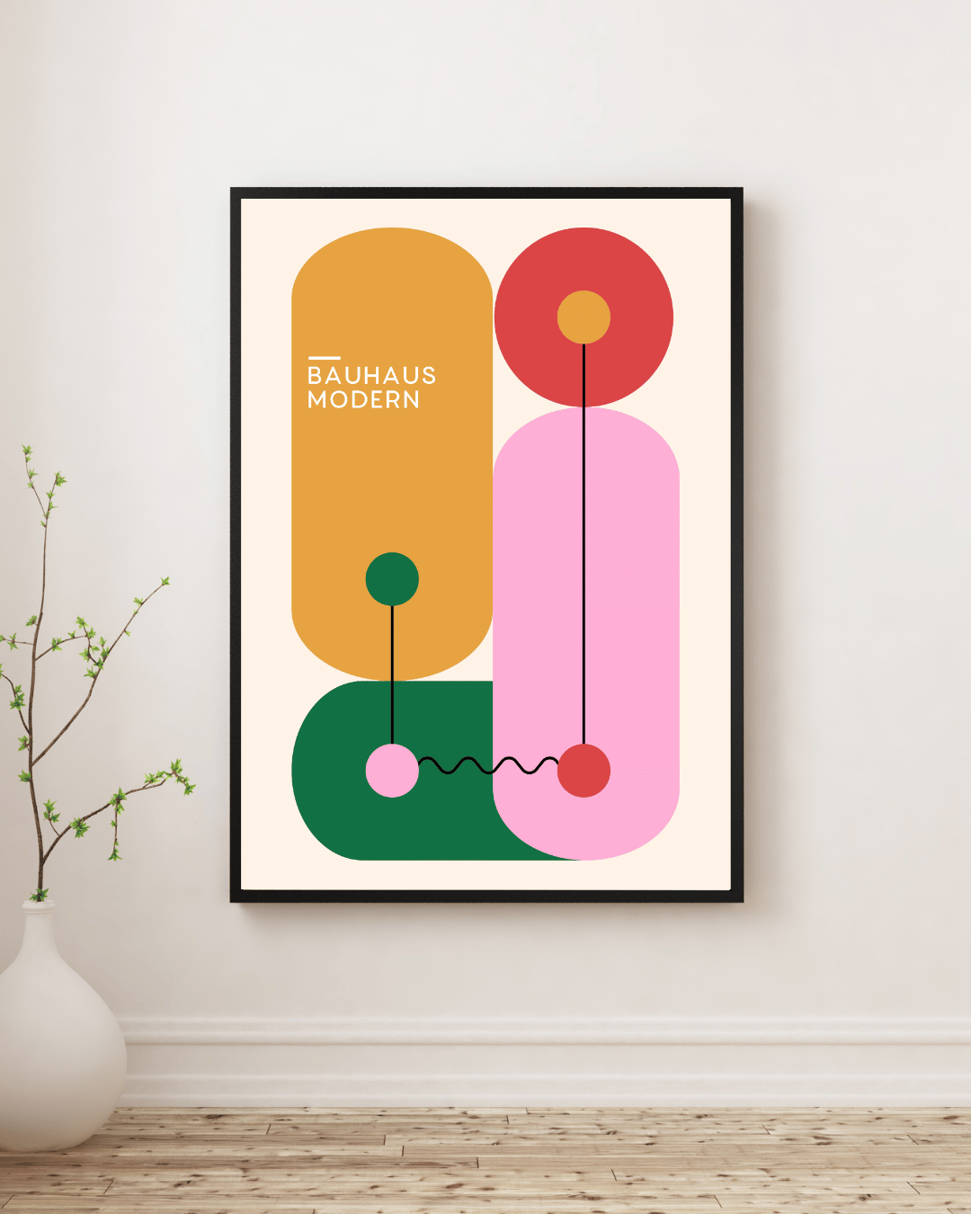 Bauhaus Plakat 5 - Moderne Former i Varme Farver