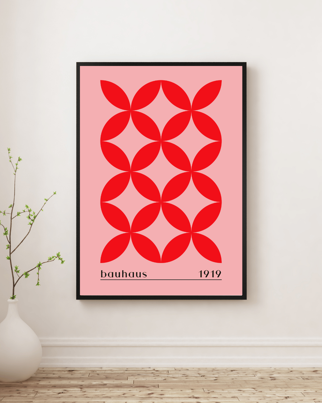 Bauhaus Plakat 7 - Geometriske Blomster i Rød