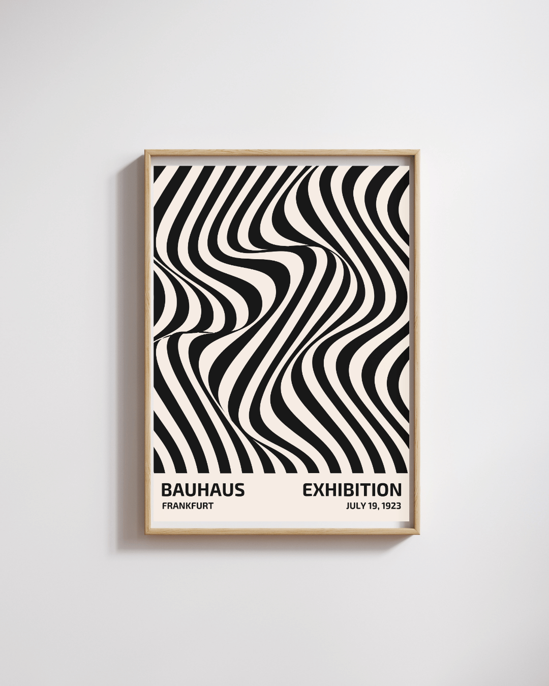 Bauhaus Plakat 6 - Bølgende Linjer i Sort og Beige