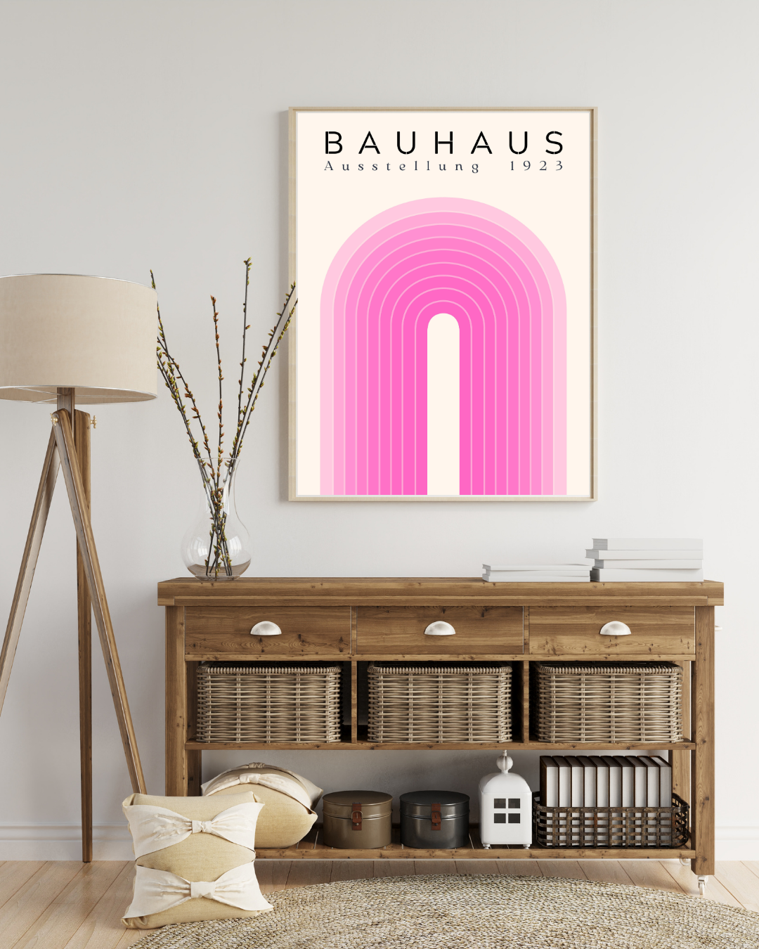 Bauhaus Plakat 2 - Bløde Buer i Rosa