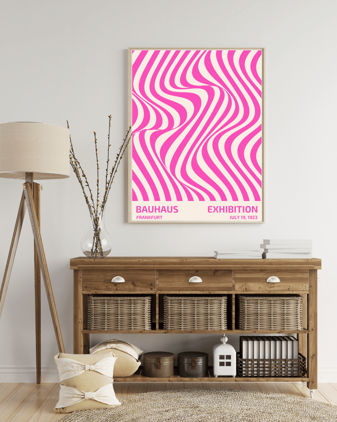 Bauhaus Plakat 17 - Bølgende Linjer i Pink