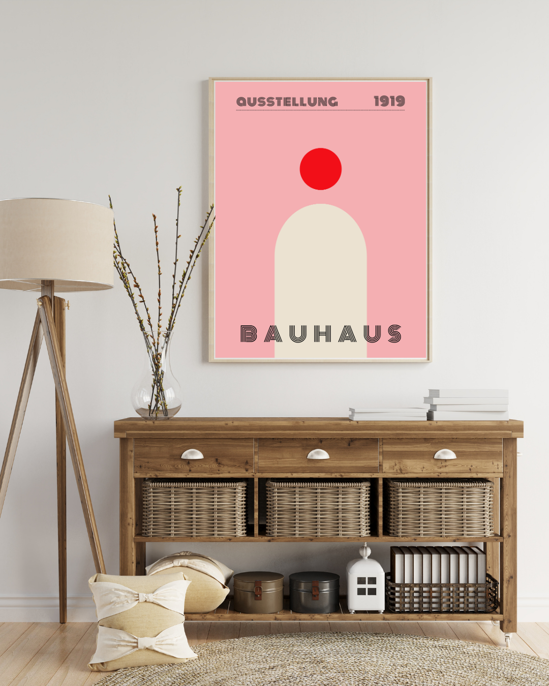 Bauhaus Plakat 8 - Minimalistisk Balance i Rosa