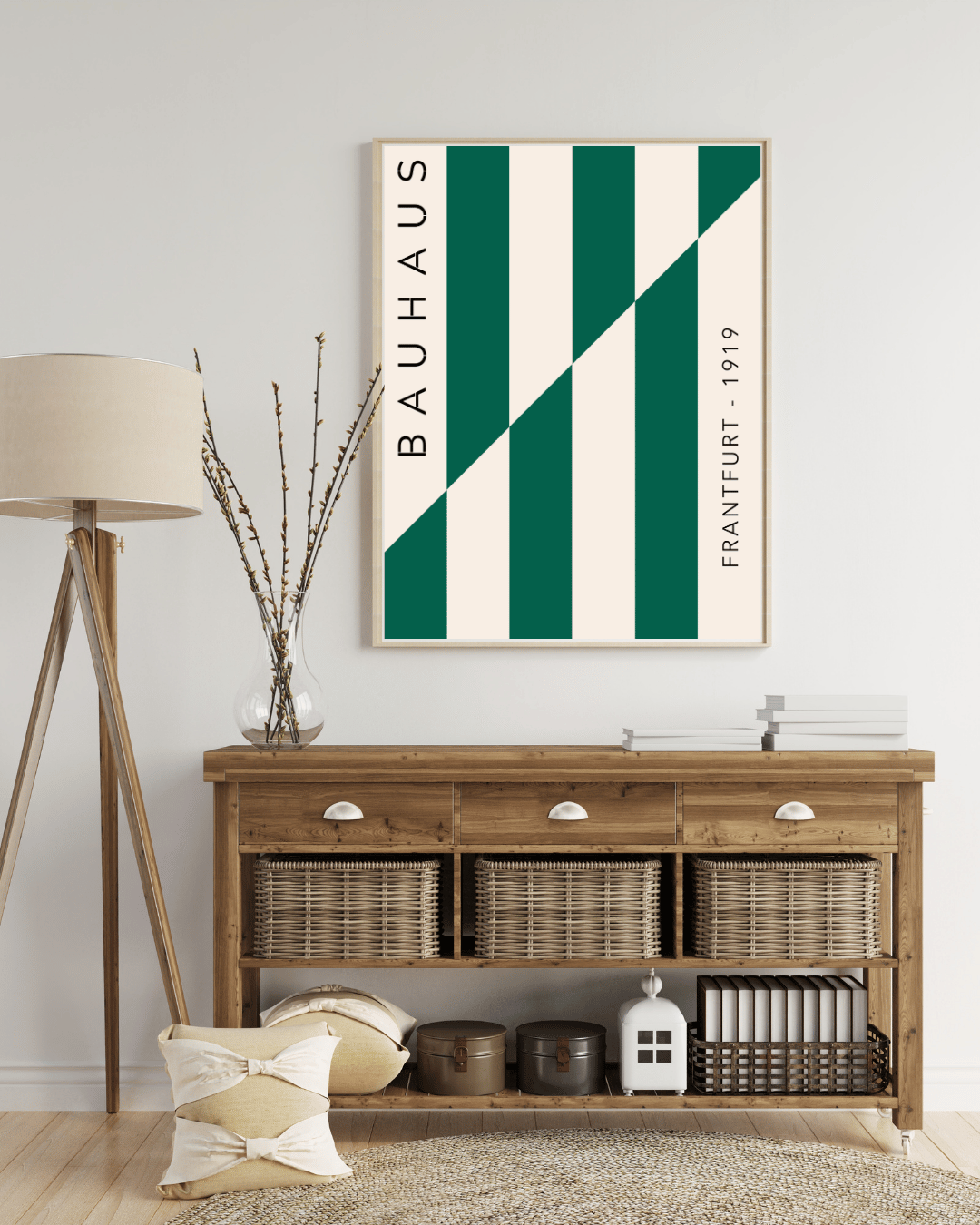 Bauhaus Plakat 24 – Grøn Geometri i Stram Balance