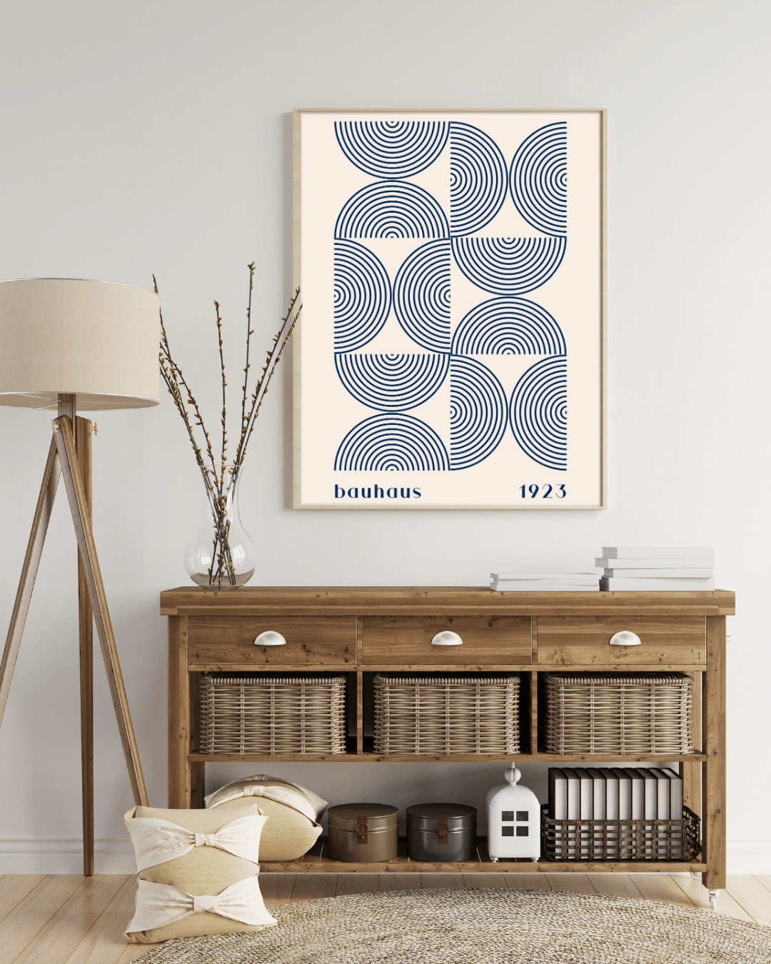 Bauhaus Plakat 39 – Blå Cirkulær Struktur i dansk hjem - grafisk plakat i skandinavisk stil