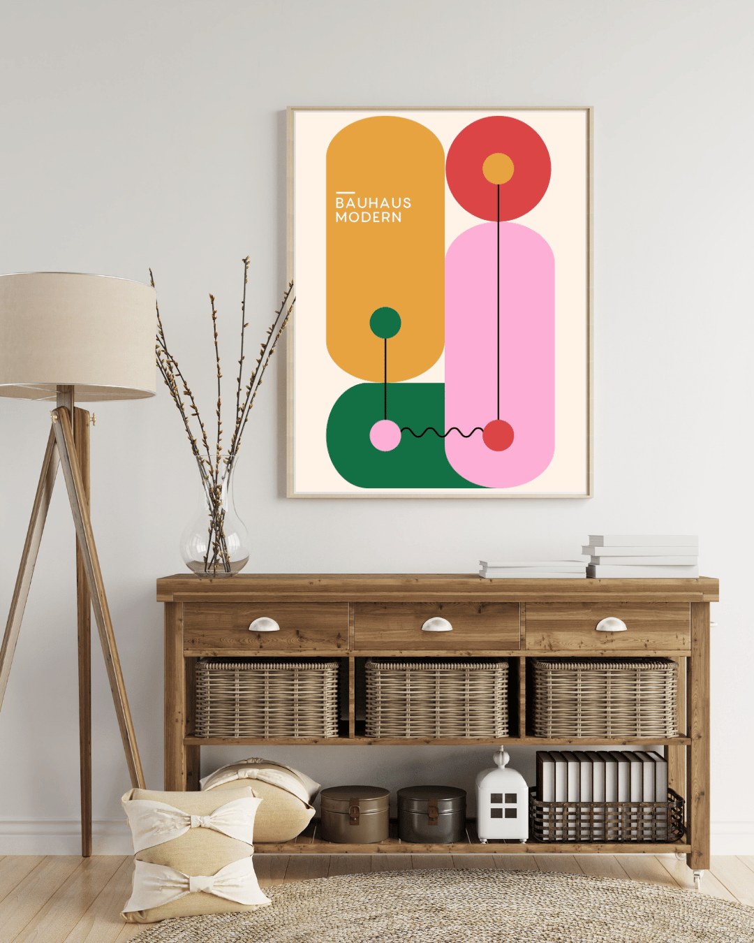 Bauhaus Plakat 5 - Moderne Former i Varme Farver