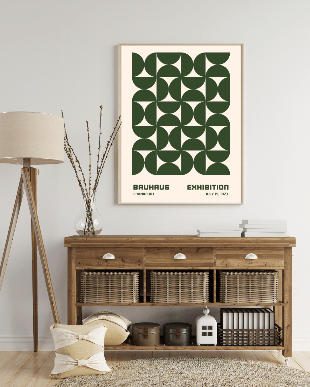 Bauhaus Plakat 13 - Modulære Former i Grøn