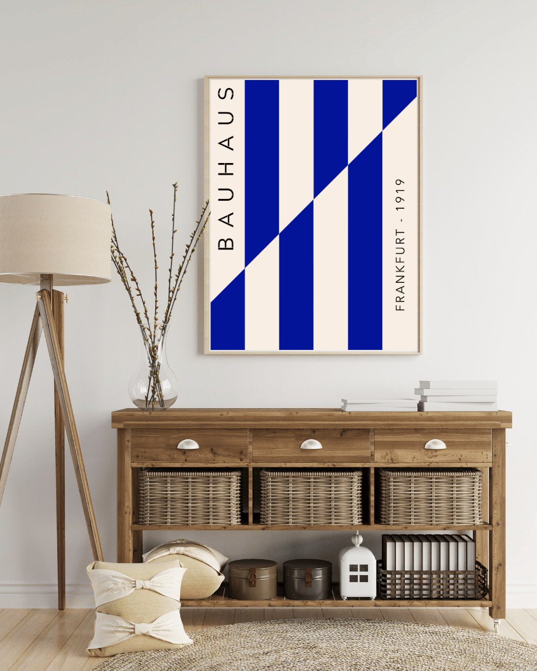 Bauhaus Plakat 10 - Grafiske Striber i Blå