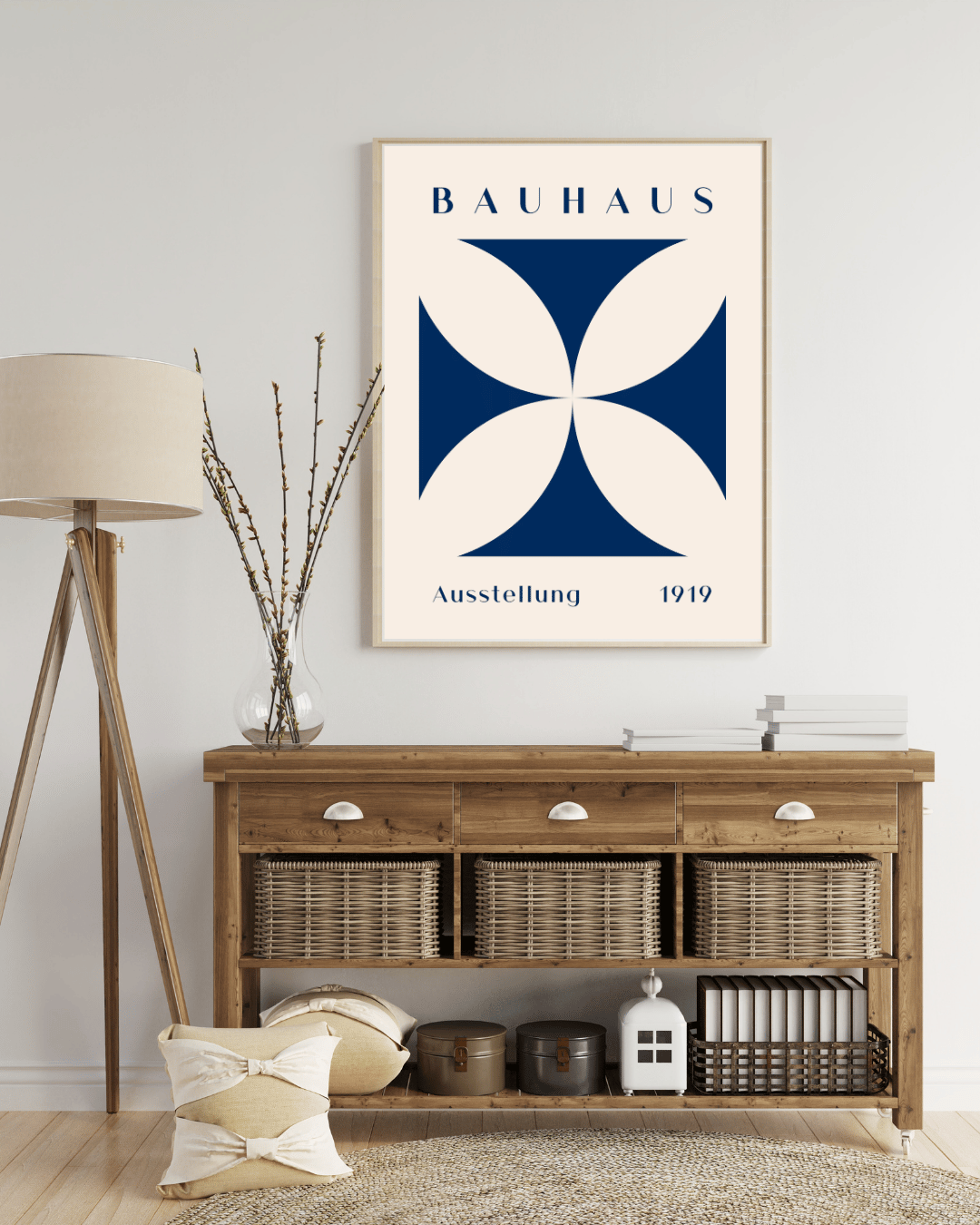 Bauhaus Plakat 30 – Blå Symmetrisk Geometri