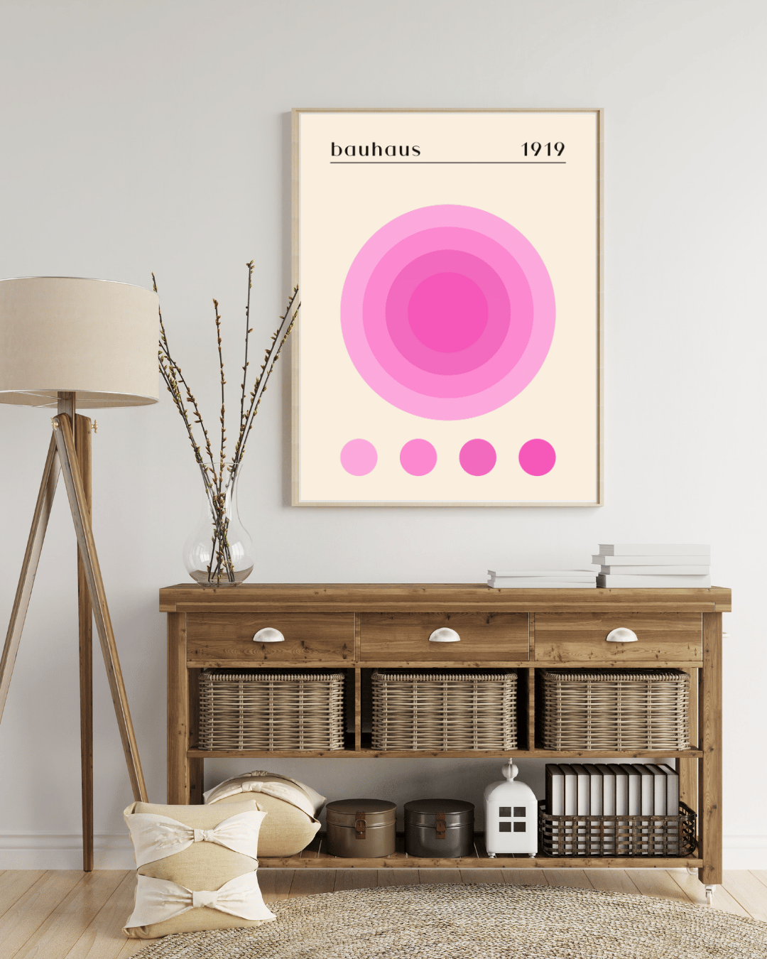 Bauhaus Plakat 38 – Rosa Cirkler i Harmonisk Balance