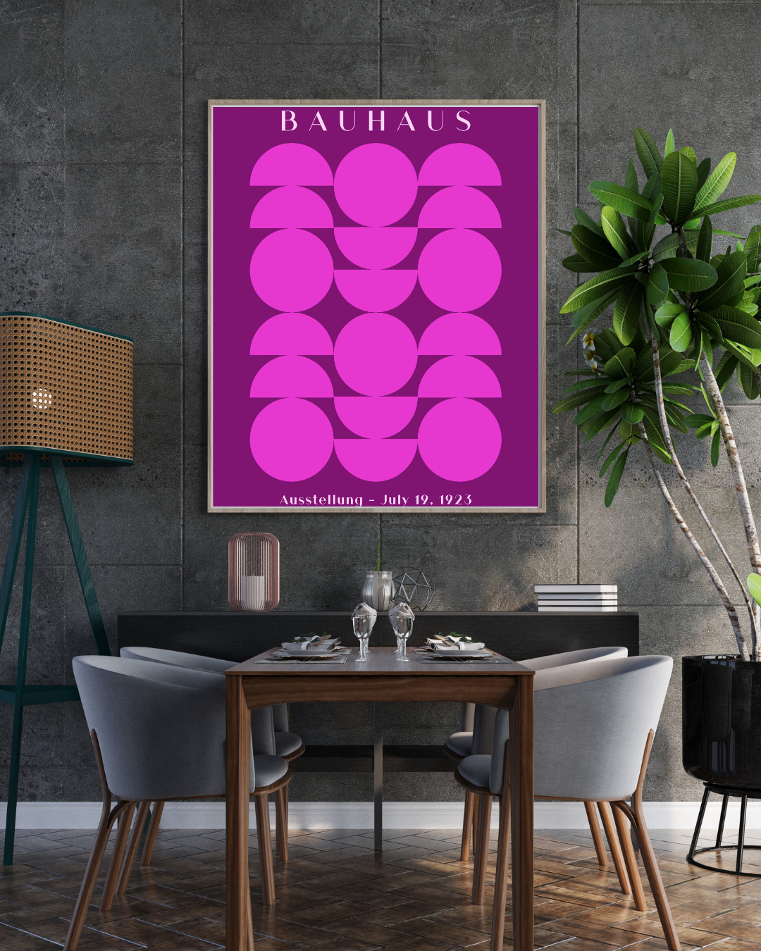 Bauhaus Plakat 4 - Grafiske Cirkler i Pink