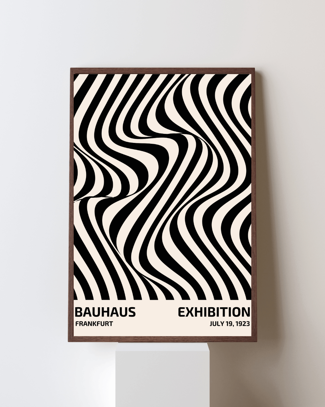 Bauhaus Plakat 6 - Bølgende Linjer i Sort og Beige