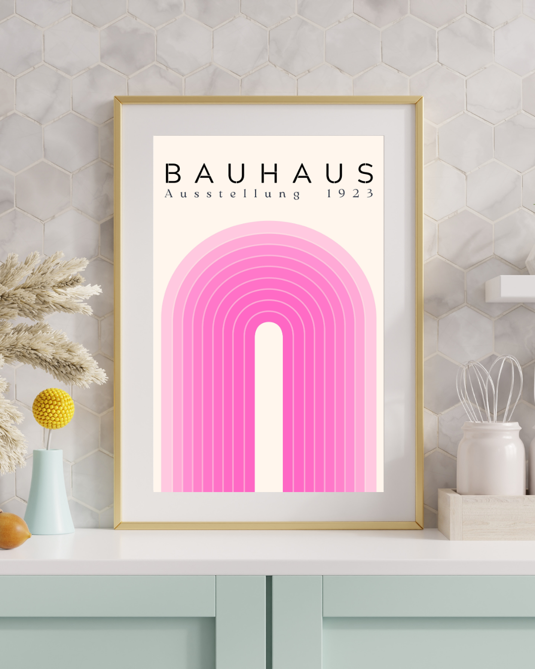 Bauhaus Plakat 2 - Bløde Buer i Rosa