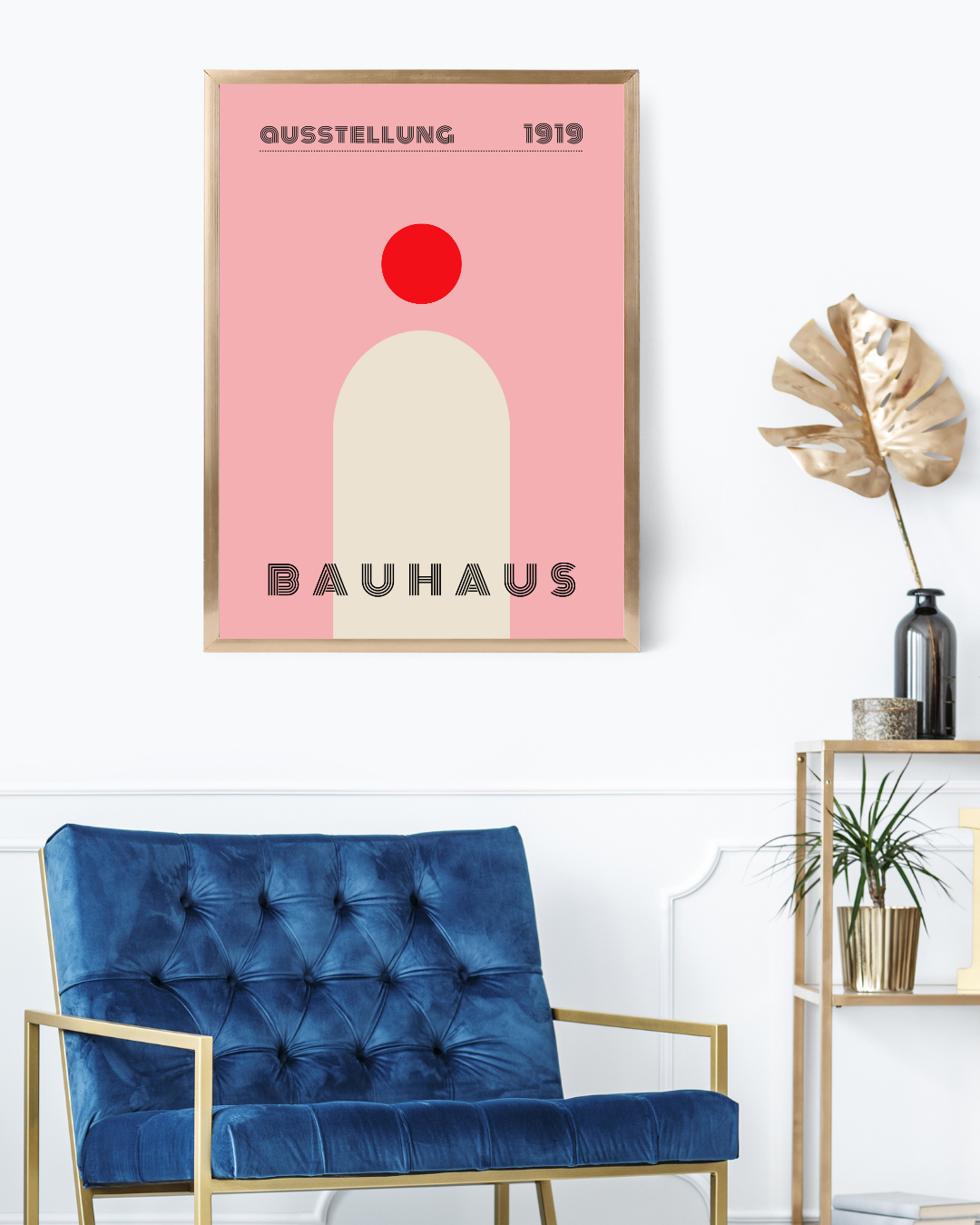 Bauhaus Plakat 8 - Minimalistisk Balance i Rosa