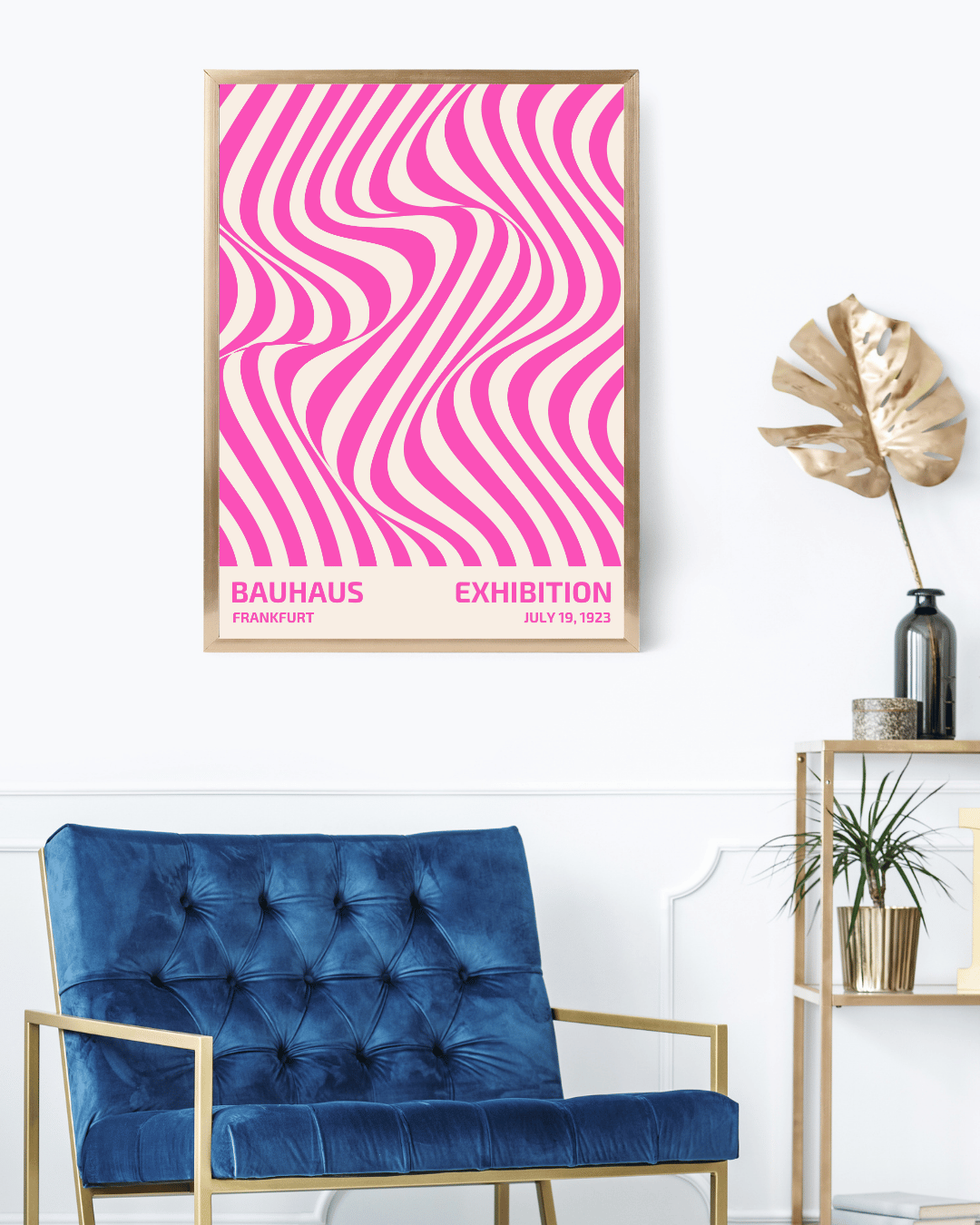 Bauhaus Plakat 17 - Bølgende Linjer i Pink